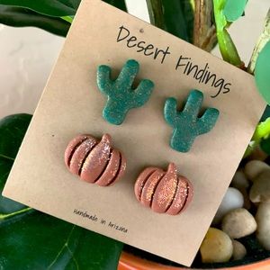 Two Polymer clay handmade stud earrings.